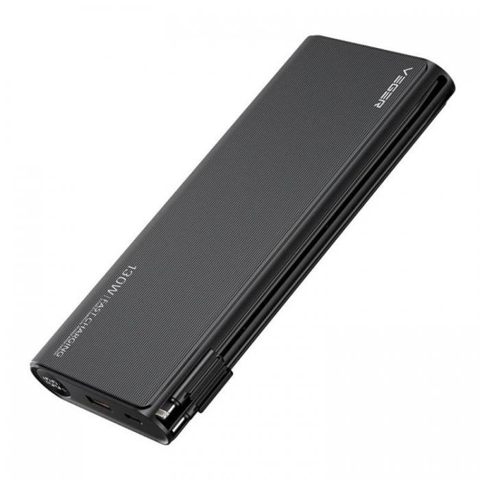 Veger - VEGER Powerbank 25000 mAh med Lightning/Typ-C Kablar 130W TCE130