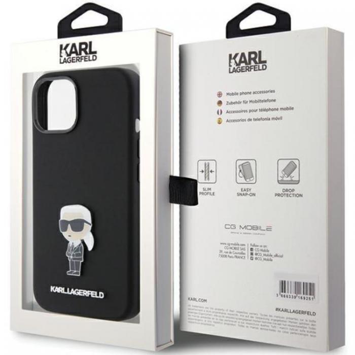 KARL LAGERFELD - KARL LAGERFELD iPhone 15 Mobilskal Ikonik Metal Pin