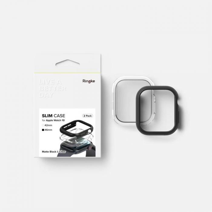 Ringke - [2-Pack] Ringke Apple Watch 46mm Series 10 Skal Slim - Clear/Svart