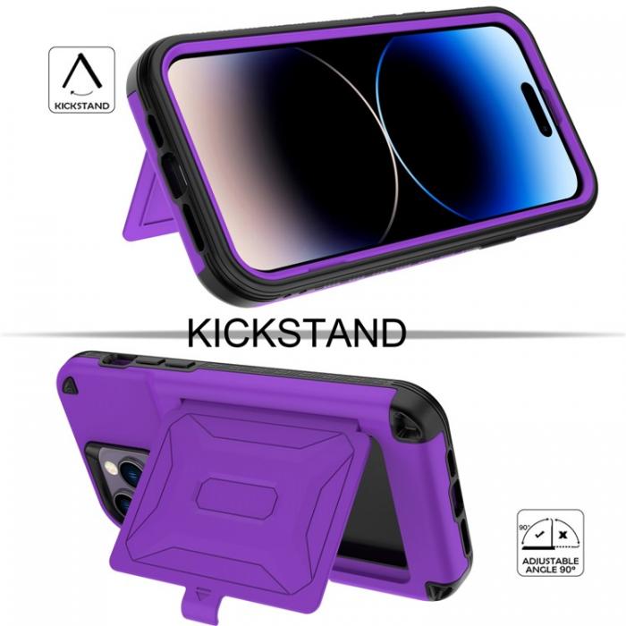 A-One Brand - iPhone 14 Pro Skal Korthllare Mirror Kickstand - Lila