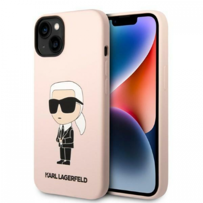 KARL LAGERFELD - Karl Lagerfeld iPhone 14 Plus Skal Silicone Ikonik - Rosa