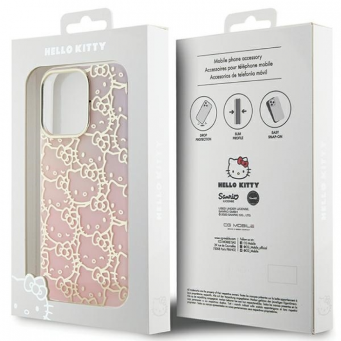 Hello Kitty - Hello Kitty iPhone 14 Pro Mobilskal Crowded Kitty Head - Rosa