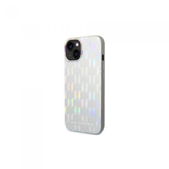 KARL LAGERFELD - Karl Lagerfeld Iridescent Monogram Hardcase fr iPhone 14 Silver