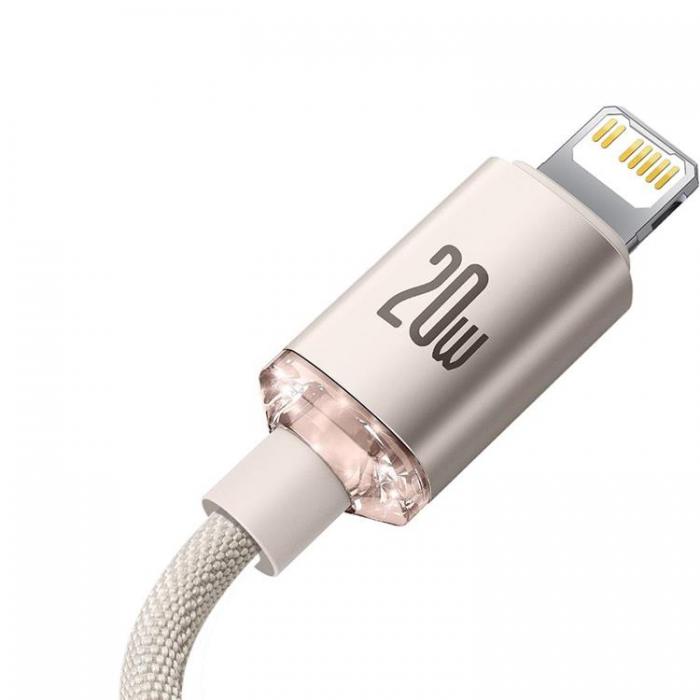 BASEUS - Baseus USB-C Till Lightning Kabel 20W 2m Crystal Shine - Rosa