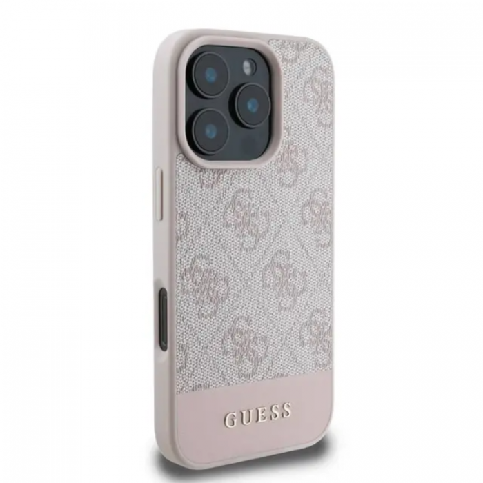 Guess - Guess iPhone 16 Pro Max Mobilskal 4G Bottom Stripe - Rosa