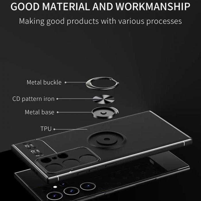 Taltech - Galaxy S24 Ultra Mobilskal Ringhllare Kickstand - Svart