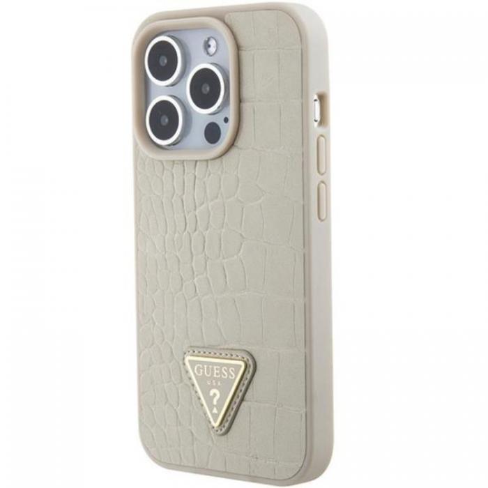 Guess - Guess iPhone 15 Mobilskal Croco Triangle Metal Logo