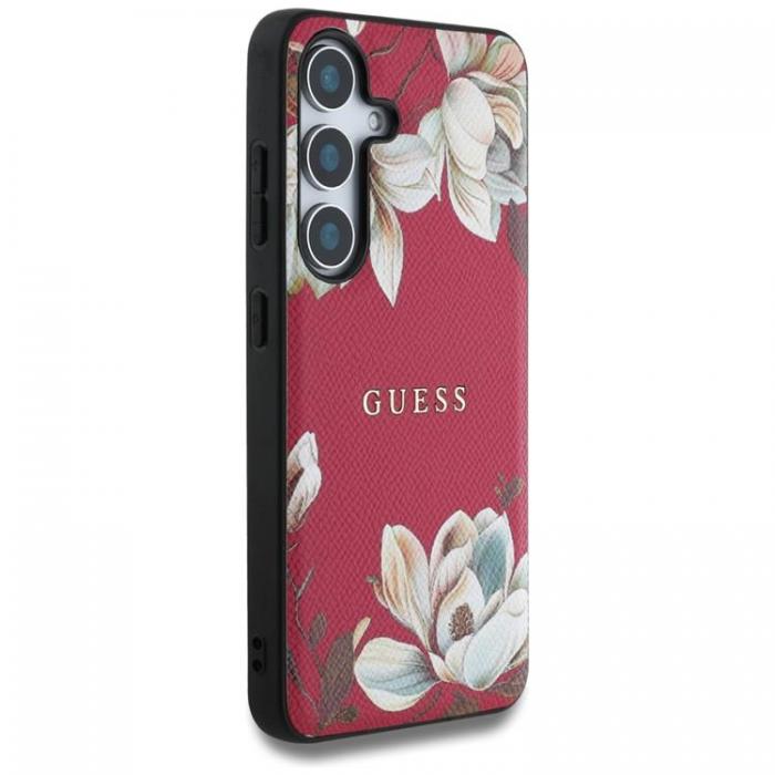 Guess - Guess Galaxy S25 Mobilskal MagSafe Grained Printed Flower - Fuchsia