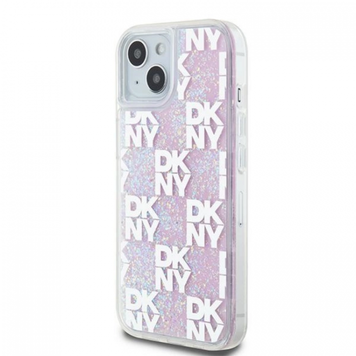 DKNY - DKNY iPhone 14 Mobilskal Liquid Glitter Multi Logo - Rosa