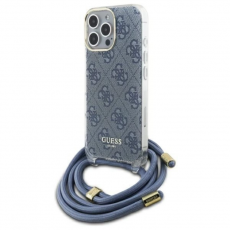 Guess - Guess iPhone 16 Pro Mobilskal Crossbody Cord 4G Print - Blå