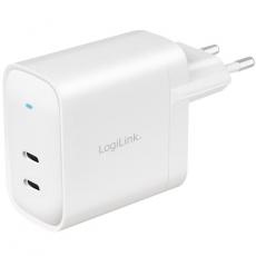 LogiLink - LOGILINK PD USB-Väggladdare 2 x USB-C 65W GaN