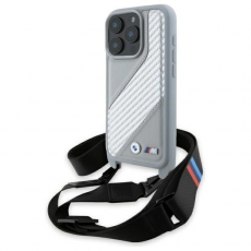 BMW - BMW iPhone 16 Pro Mobilskal Carbon Stripe & Strap - Grå