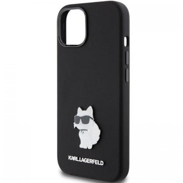 KARL LAGERFELD - KARL LAGERFELD iPhone 15 Mobilskal Silikon Choupette Metal Pin