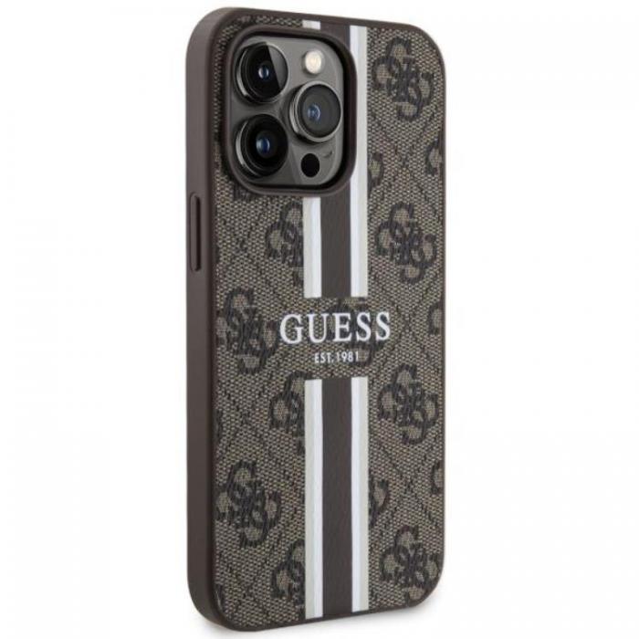 Guess - Guess iPhone 13 Pro Max Mobilskal MagSafe Printed Stripes - Brun