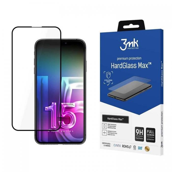 3MK - 3MK iPhone 15 Pro Hrdat Glas Skrmskydd Max - Svart