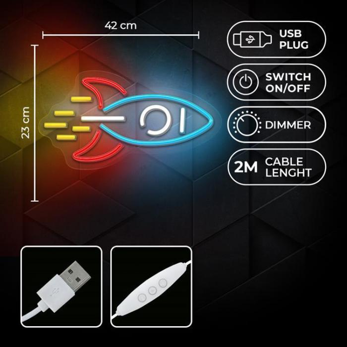 Neolia - Neolia LED Neon PLEXI ROCKET NNE18 - Flerfrgad