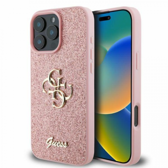 Guess - Guess iPhone 16 Pro Max Mobilskal Fixed Glitter Big 4G - Rosa