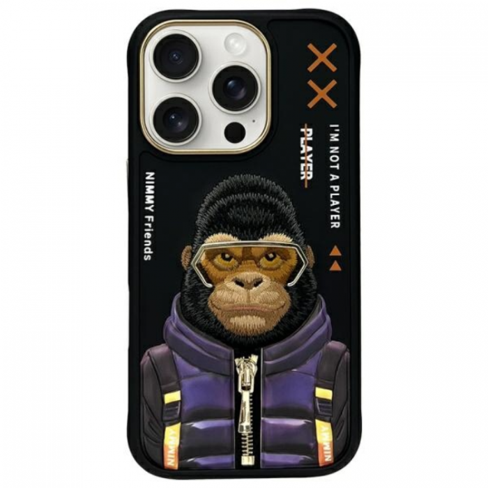 NIMMY - Nimmy iPhone 16 Pro Max Mobilskal Cool & Cute 2.0 Monkey - Svart