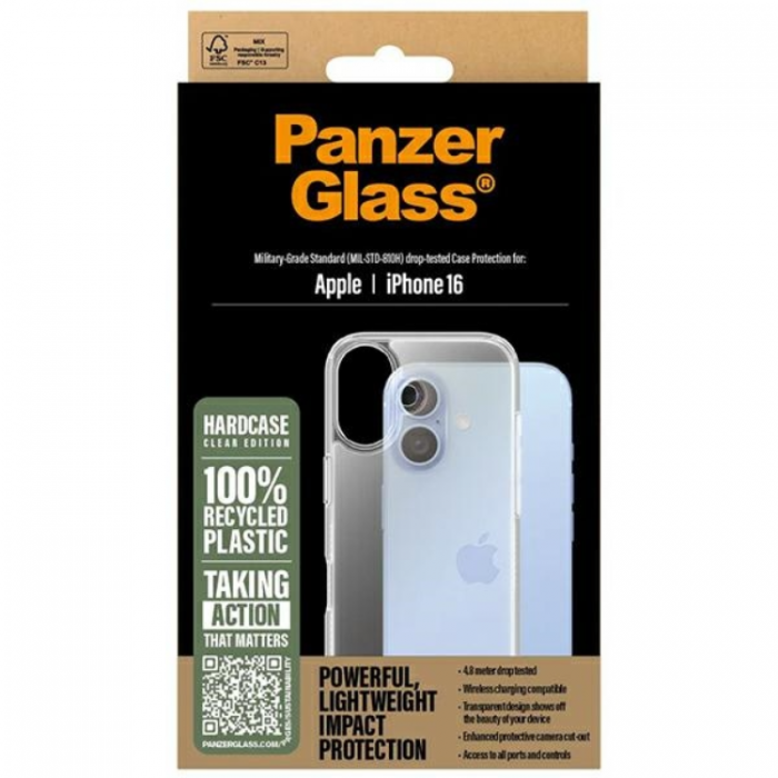 PanzerGlass - PanzerGlass iPhone 16 Mobilskal Hard - Vit/Tranpsarent