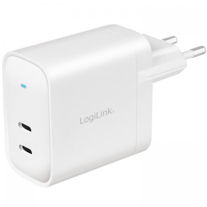 LogiLink - LOGILINK PD USB-Vggladdare 2 x USB-C 65W GaN