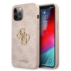 Guess - Guess iPhone 12/12 Pro Skal 4G Big Metal Logo - Rosa