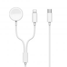 WIWU - WiWU 2in1 Trådlös Laddare Till Apple Watch + Lightning Kabel Mi-10 - Vit