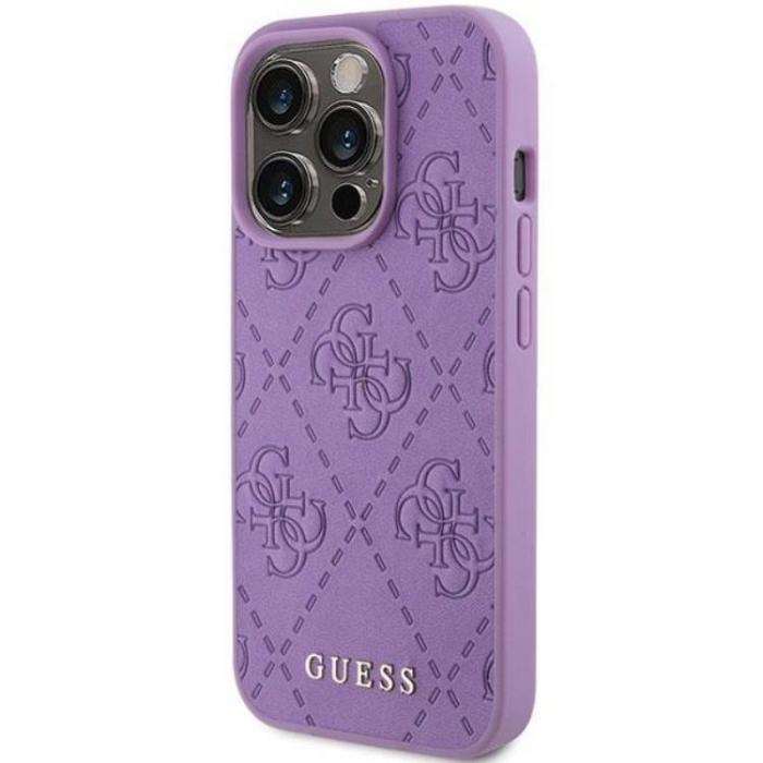 Guess - Guess iPhone 15 Pro Mobilskal Lder Stamped - Lila