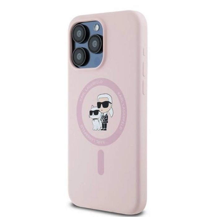 KARL LAGERFELD - Karl Lagerfeld iPhone 15 Pro Mobilskal Magsafe Silikon - Rosa