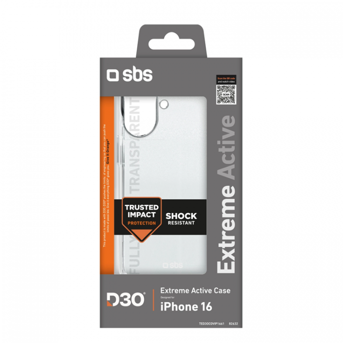 SBS - SBS iPhone 16 Mobilskal Extreme Active D3O - Transparent