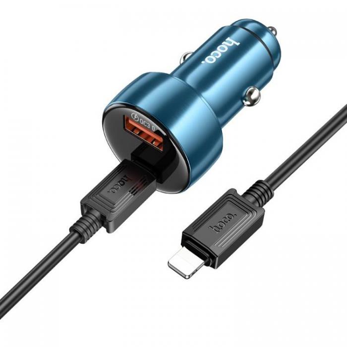 Hoco - Hoco Billaddare 48W USB-A/USB-C + Kabel USB-C Till Lightning - Metallgr