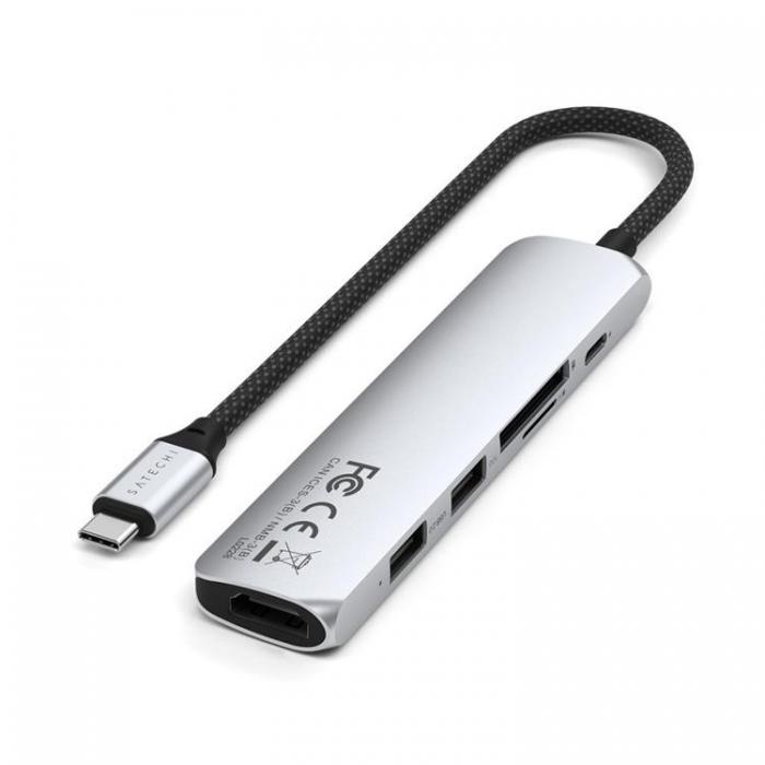 Satechi - Satechi 6-i-1 HUBB USB-C Slim Multiport Adapter - Silver