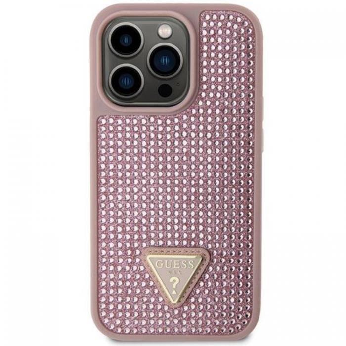 Guess - Guess iPhone 14 Pro Max Mobilskal Rhinestone Triangle - Rosa