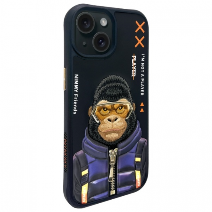 NIMMY - Nimmy iPhone 15 Mobilskal Cool & Cute 2.0 Monkey - Svart