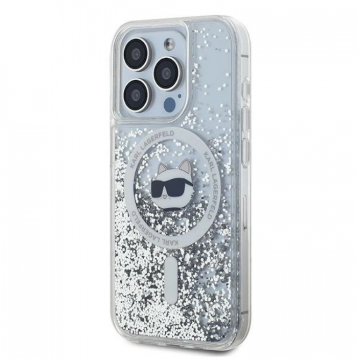 KARL LAGERFELD - Karl Lagerfeld iPhone 15 Pro Max Mobilskal Magsafe Liquid Glitter Choupette Head