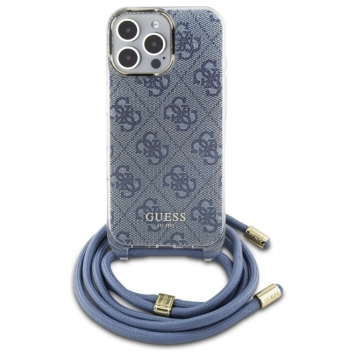 Guess - Guess iPhone 16 Pro Mobilskal Crossbody Cord 4G Print - Bl