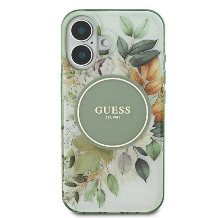 Guess - Guess iPhone 16 Plus Mobilskal MagSafe IML Flower & Tonal Circle