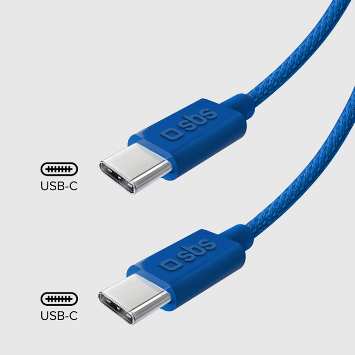 SBS - SBS USB-C - USB-C Kabel 1.5m 60W Braided - Bl