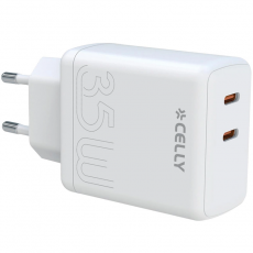 Celly - Celly 2 x USB-C Väggladdare (35W) - Vit