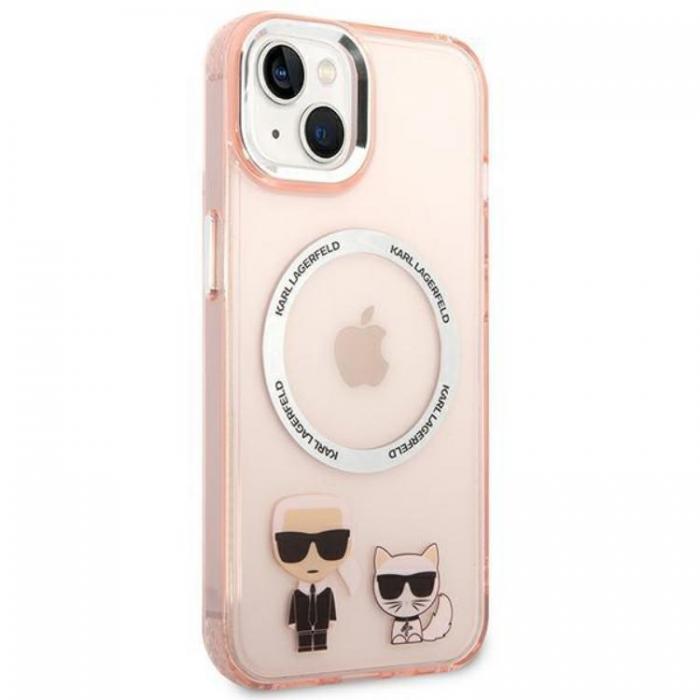 KARL LAGERFELD - Karl Lagerfeld iPhone 14 Skal Magsafe Karl & Choupette Aluminum - Rosa