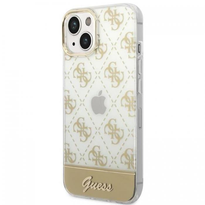 Guess - GUESS iPhone 14 Plus Skal Pattern Script - Guld