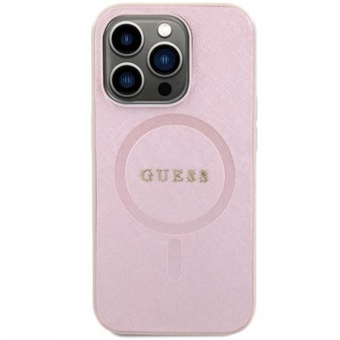 Guess - Guess iPhone 15 Pro Mobilskal Magsafe Saffiano - Rosa