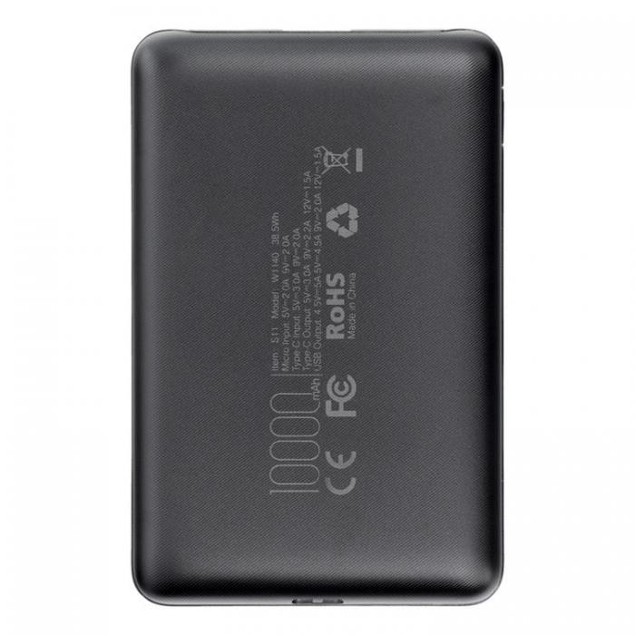 Veger - VEGER Powerbank 10000 mAh PD QC 3.0 2A 22.5W S11 - Svart