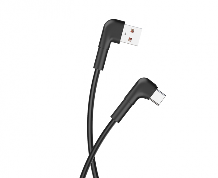 Maxlife - Maxlife VinkelUSB-C till USB-A kabel 1m 3A MXUC-09 - Svart