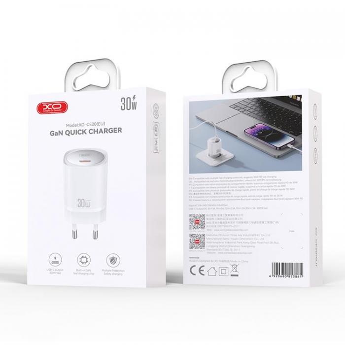 XO - XO Snabbladdare 30W USB-C CE20 PD - Vit