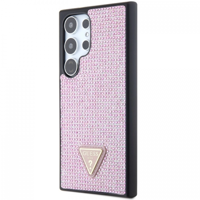 Guess - Guess Galaxy S24 Ultra Mobilskal Rhinestone Triangle - Rosa