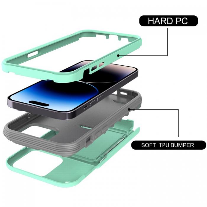 A-One Brand - iPhone 14 Pro Max Skal Korthllare Mirror Kickstand - Grn