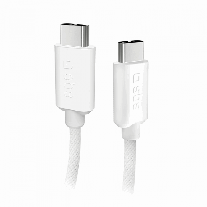 SBS - SBS USB-C - USB-C Kabel 1.5m 60W Braided - Vit