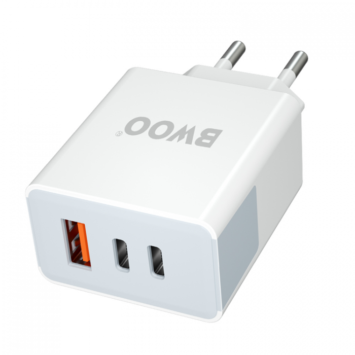 BWOO - BWOO Vggladdare 40W 2xUSB-C 1xUSB-A - Vit