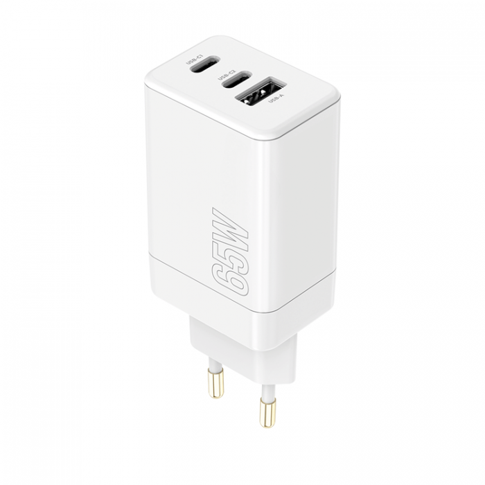 Maxlife - Maxlife Vggladdare 2x USB-C 1x USB 65W - Vit