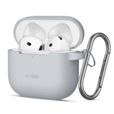 Tech-Protect - Tech-Protect Airpods 4 Skal Silikon Hook - Crayon Grå